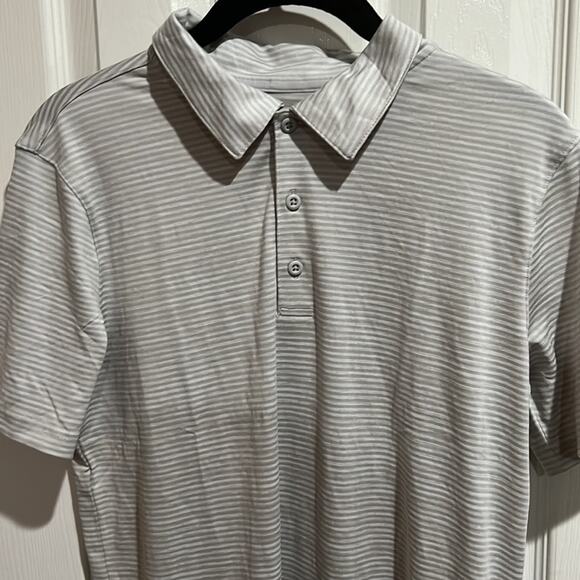 Golf Polo Shirt Striped Bots All in Motion Silver White size XL - Picture 2 of 5
